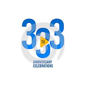 333 Years Anniversary Celebration, Blue Vector Template Design Illustration