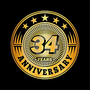 34 years anniversary celebration. 34th anniversary logo design. 34years logo.