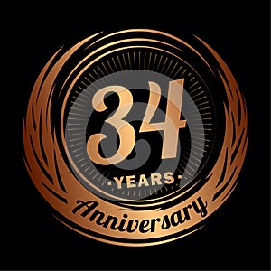 34 years anniversary. Elegant anniversary design. 34th logo.