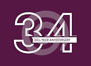 34 years anniversary image vector, 34th anniversary celebration logotype