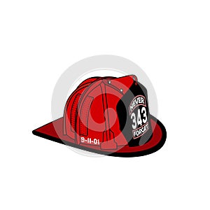 343 never forget firefighter 9-11-01 helmet or hat vector illustration