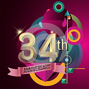 34th Anniversary, Party poster, banner and invitation
