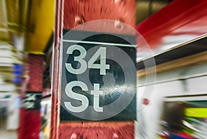 34th street sign in New York CIty subway