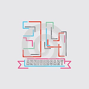 34th Years Anniversary Logo Birthday Celebration Abstract Design Vector