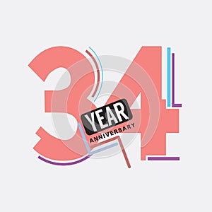 34th Years Anniversary Logo Birthday Celebration Abstract Design Vector