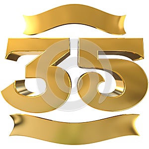 35 3d render anniversary golden sign