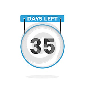 35 Days Left Countdown for sales promotion. 35 days left to go Promotional sales banner