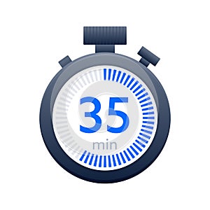 35 min timer and Stopwatch icons. Countdown symbol. Kitchen timer icon. Vector illustration