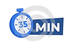 35 Minute Countdown Timer Icon Blue Stopwatch for Time Management and Productivity Concept