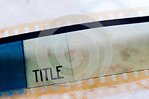 35 mm film frame title label close up