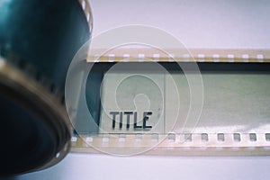 35 mm film frame title label close up