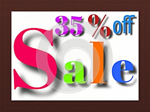 35% off sale 3d text frame illustration