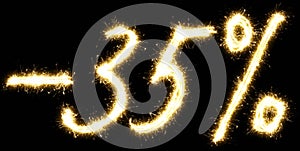 -35% off sign. Made of sparkler