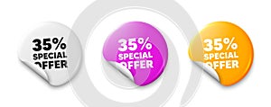 35 percent discount offer. Sale price promo sign. Price tag stickers. Vector