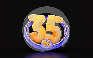 35 percent discount in ring circle on dark background 3d render concept