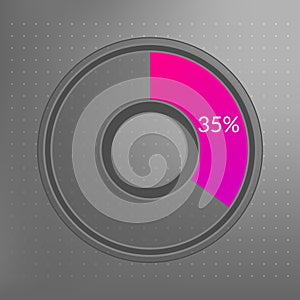 35 percent isolated pie chart. Percentage vector, transparent infographic icon on dotted background. Circle sign for business,