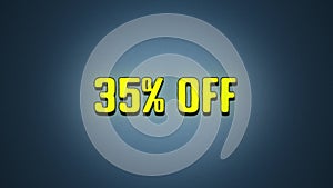 35 percent off discount sale, neon glitch banner on black background.
