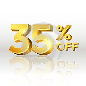 35 percent off glossy gold text vector in 3d style