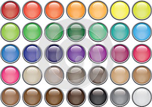 35 Rimmed Round Glass Buttons photo