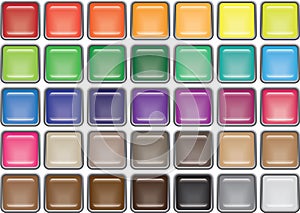 35 Rimmed Square Glass Buttons