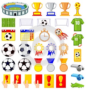 35 soccer elements colorful cartoon set