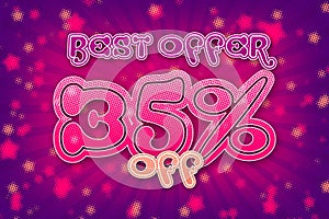35 thirty-five Percent off super sale shopping halftone banner. hot sale exclusive sale