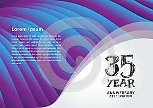 35 year anniversary celebration logotype on purple background for poster, banner, leaflet, flyer, brochure, web, invitations or