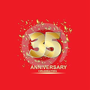 35 Year Anniversary Vector Template Design Illustration