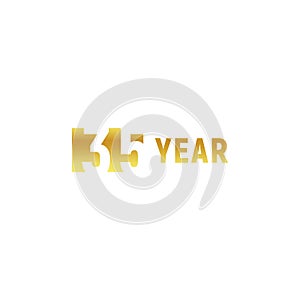 35 year, happy birthday gold logo on white background, corporate anniversary vector minimalistic sign, greeting card