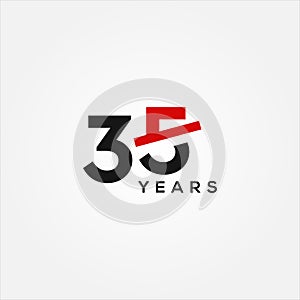 35 Years Anniversary Black Red Elegant Design