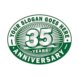 35 years anniversary celebration. 35th anniversary logo design. Thirty-five years logo.