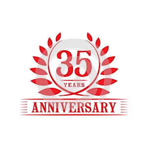 35 years anniversary celebration logo. 35th anniversary luxury design template. Vector and illustration.