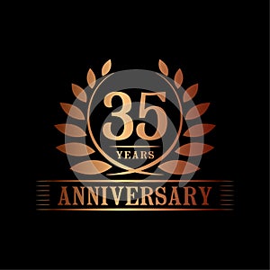 35 years anniversary celebration logo. 35th anniversary luxury design template. Vector and illustration.