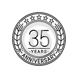 35 years anniversary celebration logo template. 35th line art vector and illustration.