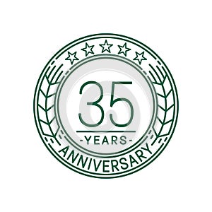 35 years anniversary celebration logo template. 35th line art vector and illustration.
