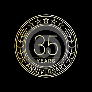 35 years anniversary celebration logo template. 35th line art vector and illustration.