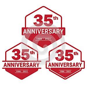 35 years anniversary celebration logotype. 35th anniversary logo collection. Set of anniversary design template.