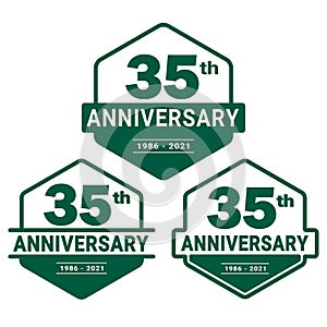 35 years anniversary celebration logotype. 35th anniversary logo collection. Set of anniversary design template.