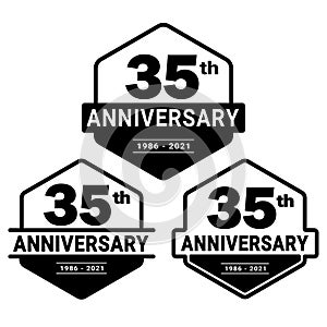 35 years anniversary celebration logotype. 35th anniversary logo collection. Set of anniversary design template.