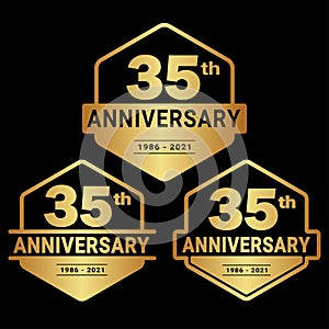 35 years anniversary celebration logotype. 35th anniversary logo collection. Set of anniversary design template.