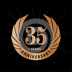 35 years anniversary design template. Elegant anniversary logo design. Thirty-five years logo.