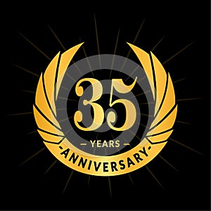 35 years anniversary design template. Elegant anniversary logo design. Thirty-five years logo.