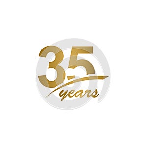 35 Years Anniversary elegant Gold Line Celebration Vector Template Design Illustration