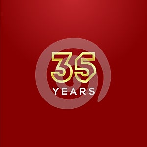 35 Years Anniversary Gold Number Vector Design
