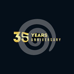 35 Years Anniversary Gold Number Vector Design