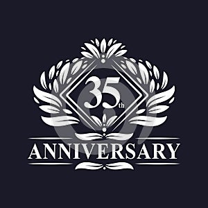 35 years Anniversary Logo, Luxury floral 35th anniversary logo