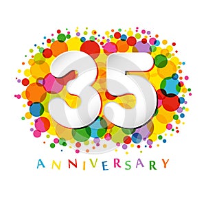 35 years anniversary paper colorful logo