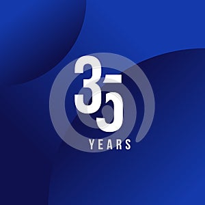 35 Years Anniversary White Number Vector Design