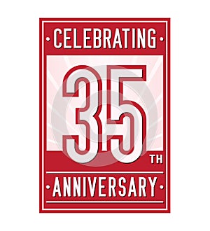 35 years celebrating anniversary design template. 35th logo. Vector and illustration.