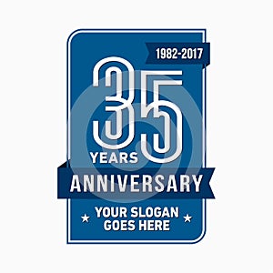 35 years celebrating anniversary design template. 35th logo. Vector and illustration.